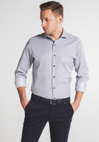 MODERN FIT Shirt in dark blue striped