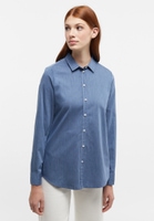 overhemdblouse in dark indigo vlakte