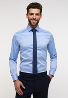 SLIM FIT Luxury Shirt in middenblauw vlakte