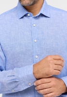 MODERN FIT Linen Shirt in mittelblau unifarben