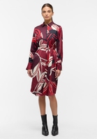 Shirt dress in wine red printed