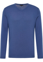 Gebreide pullover in blauw vlakte