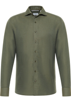 SLIM FIT Linen Shirt in kaki vlakte