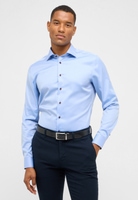 SLIM FIT Cover Shirt in mittelblau unifarben