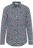 Blouse-chemisier bleu marine/vert imprimé