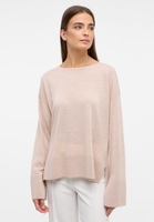 Gebreide pullover in beige vlakte