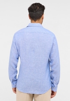 MODERN FIT Linen Shirt in medium blue plain