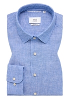 MODERN FIT Linen Shirt in mittelblau unifarben