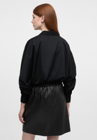 Satin Shirt Blouse in black plain