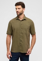 COMFORT FIT Linen Shirt in green plain
