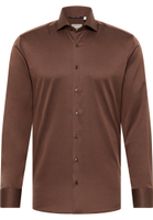 SLIM FIT Cover Shirt in dark brown plain