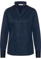 Satin Shirt Blouse in navy plain