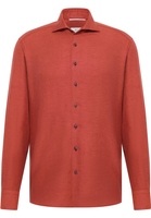 MODERN FIT Linen Shirt in dark red plain