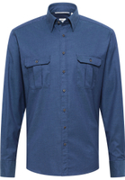 MODERN FIT Soft Luxury Shirt in denim unifarben