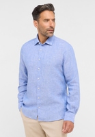 MODERN FIT Linen Shirt in mittelblau unifarben