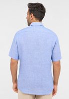 MODERN FIT Linen Shirt in mittelblau unifarben