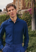 SLIM FIT Linen Shirt in midnight unifarben