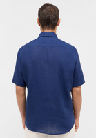 MODERN FIT Linen Shirt in navy plain