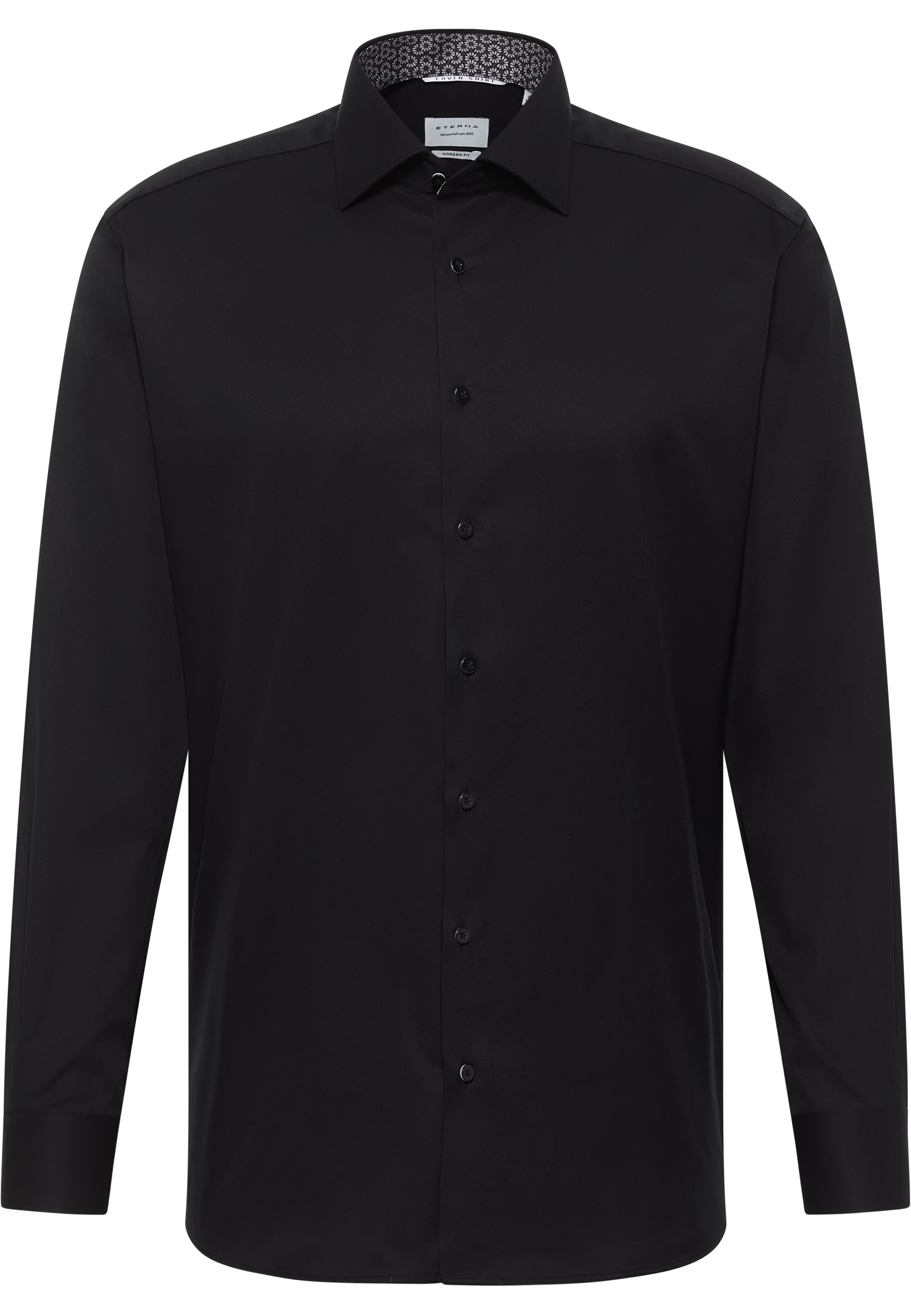 MODERN FIT Cover Shirt in schwarz unifarben