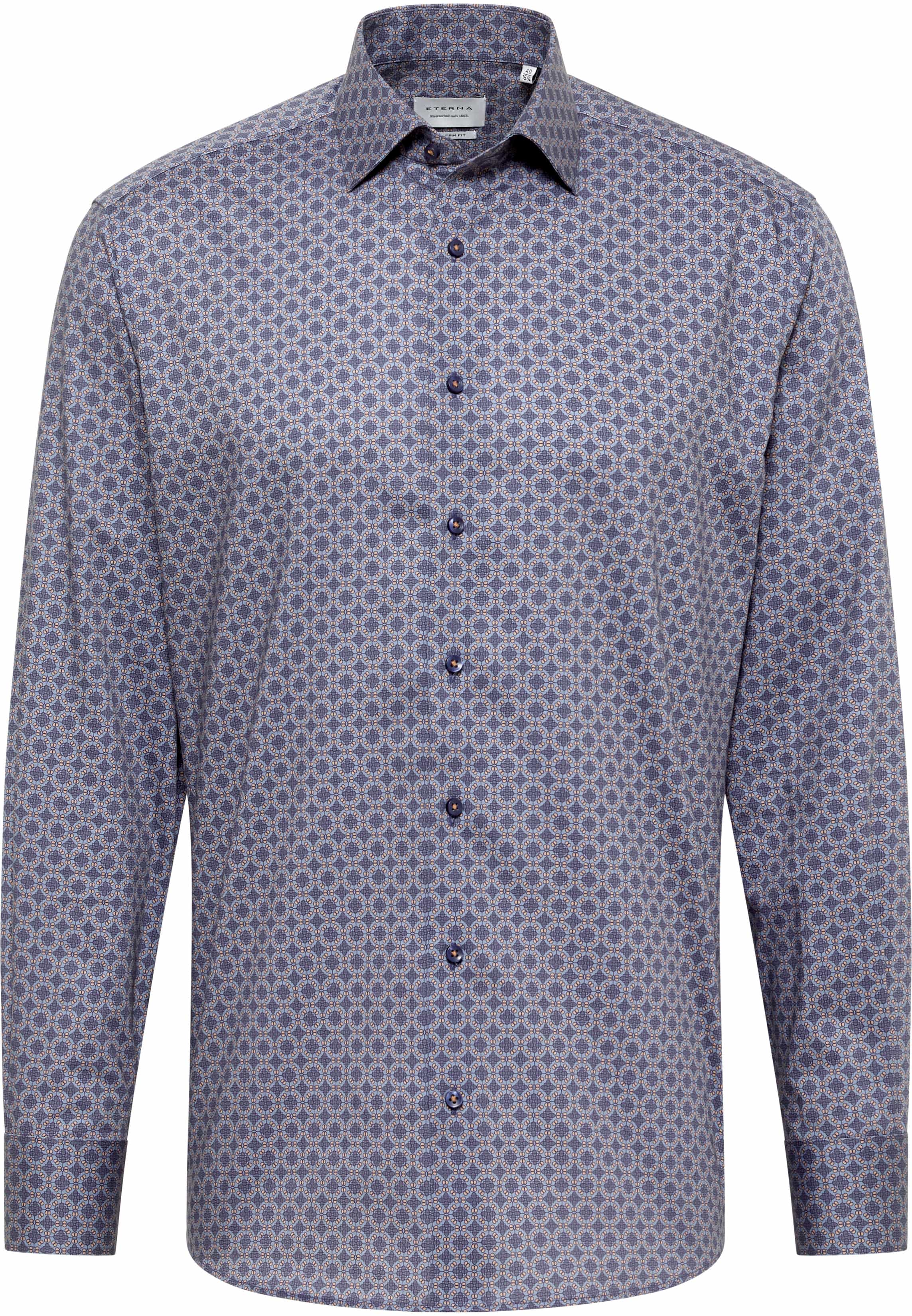 MODERN FIT Shirt in dark blue printed