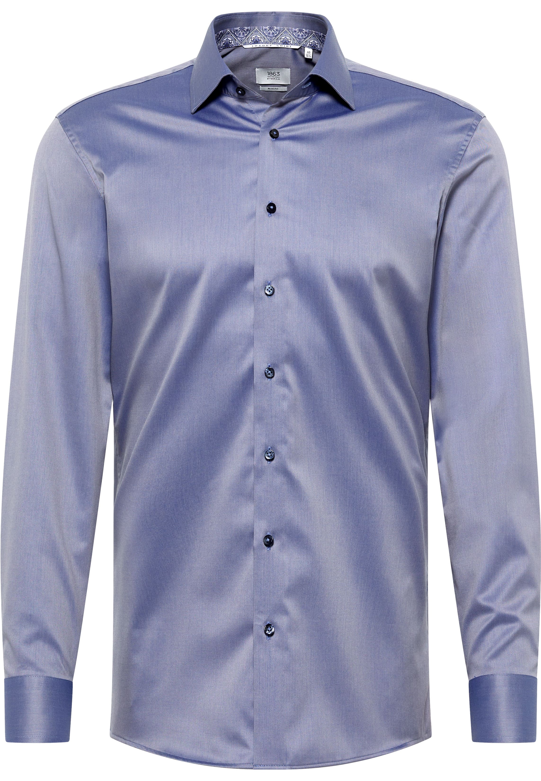 SLIM FIT Luxury Shirt in stahlgrau unifarben