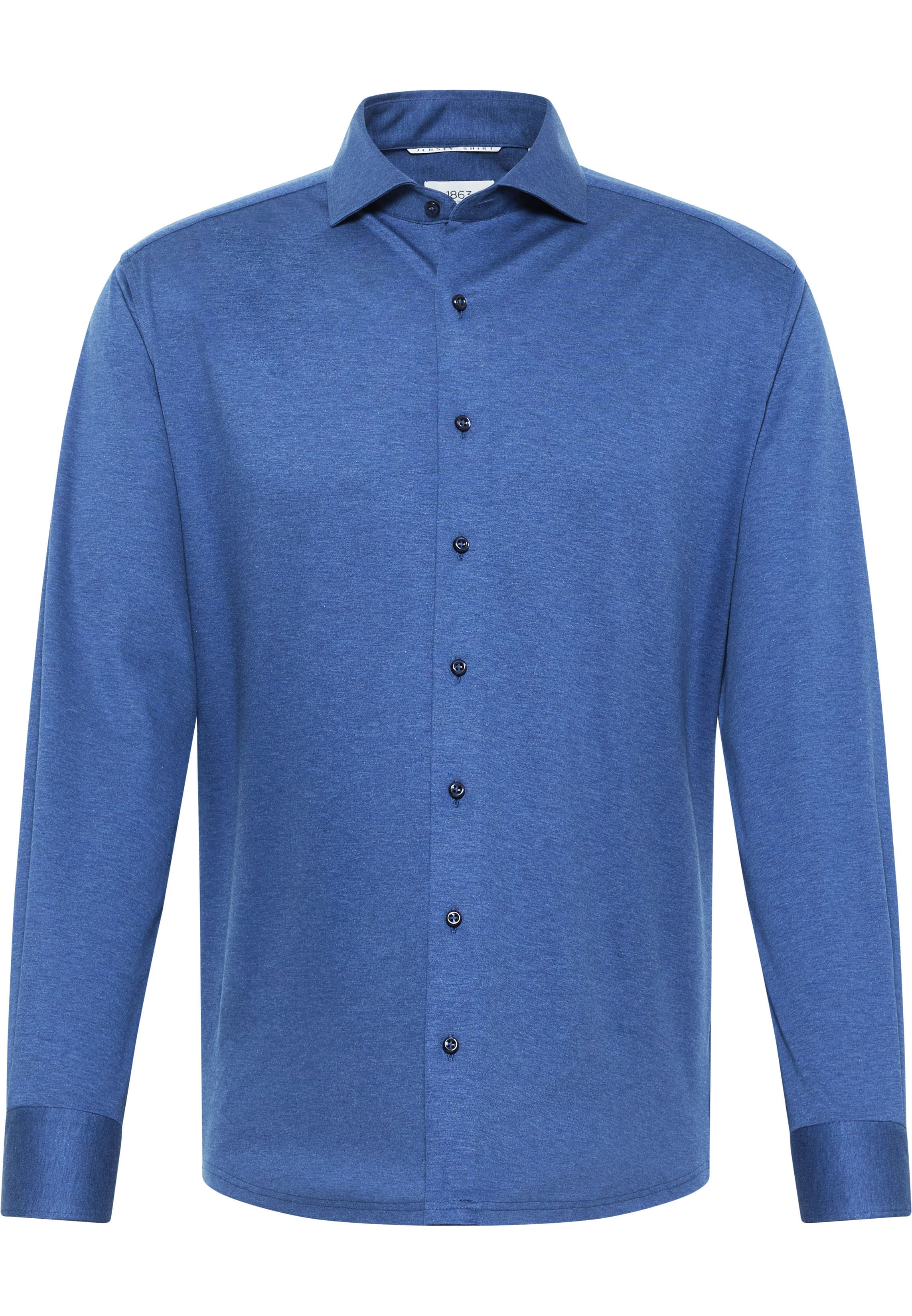 MODERN FIT Jersey Shirt in blauw vlakte