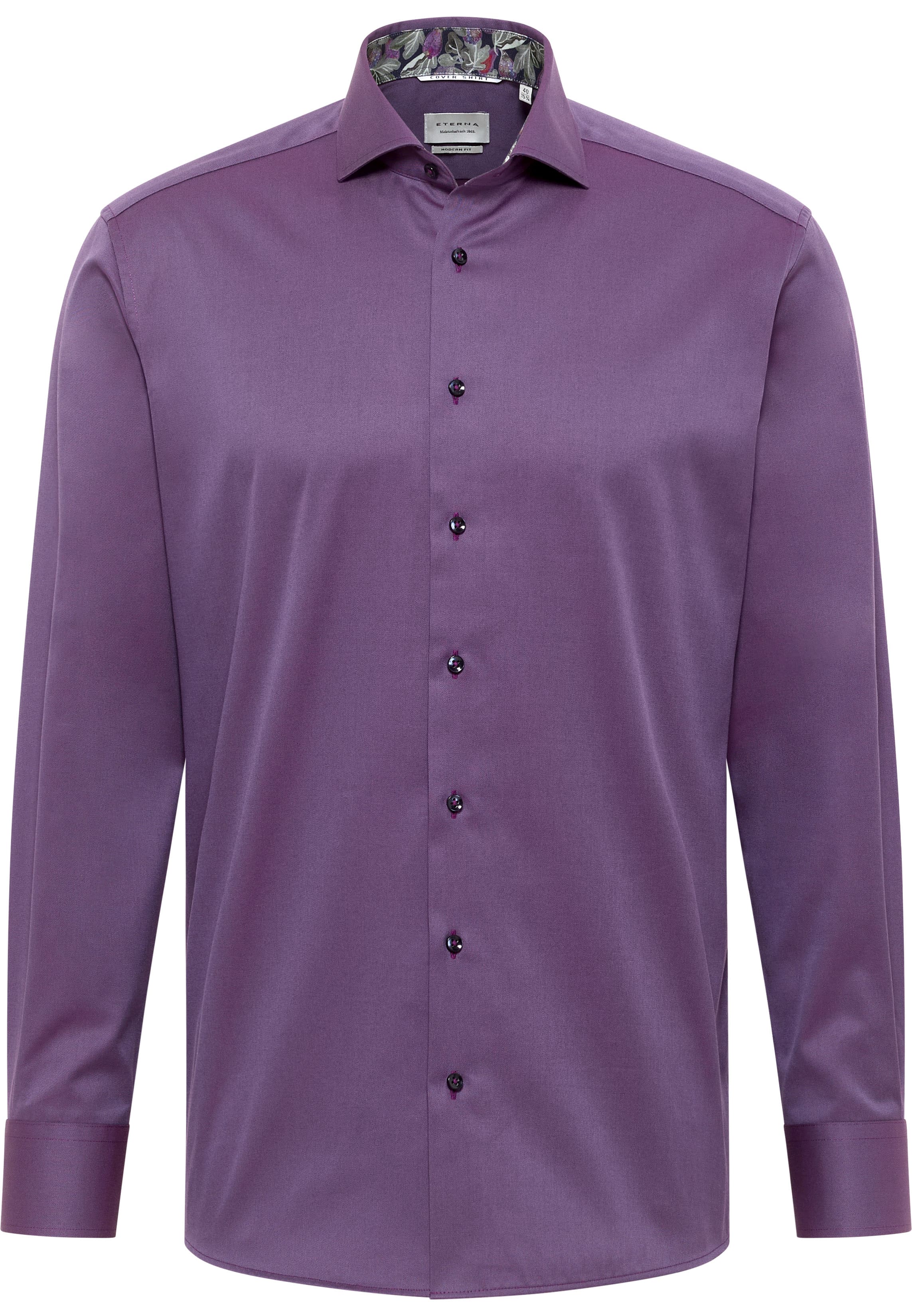 MODERN FIT Cover Shirt in lila unifarben