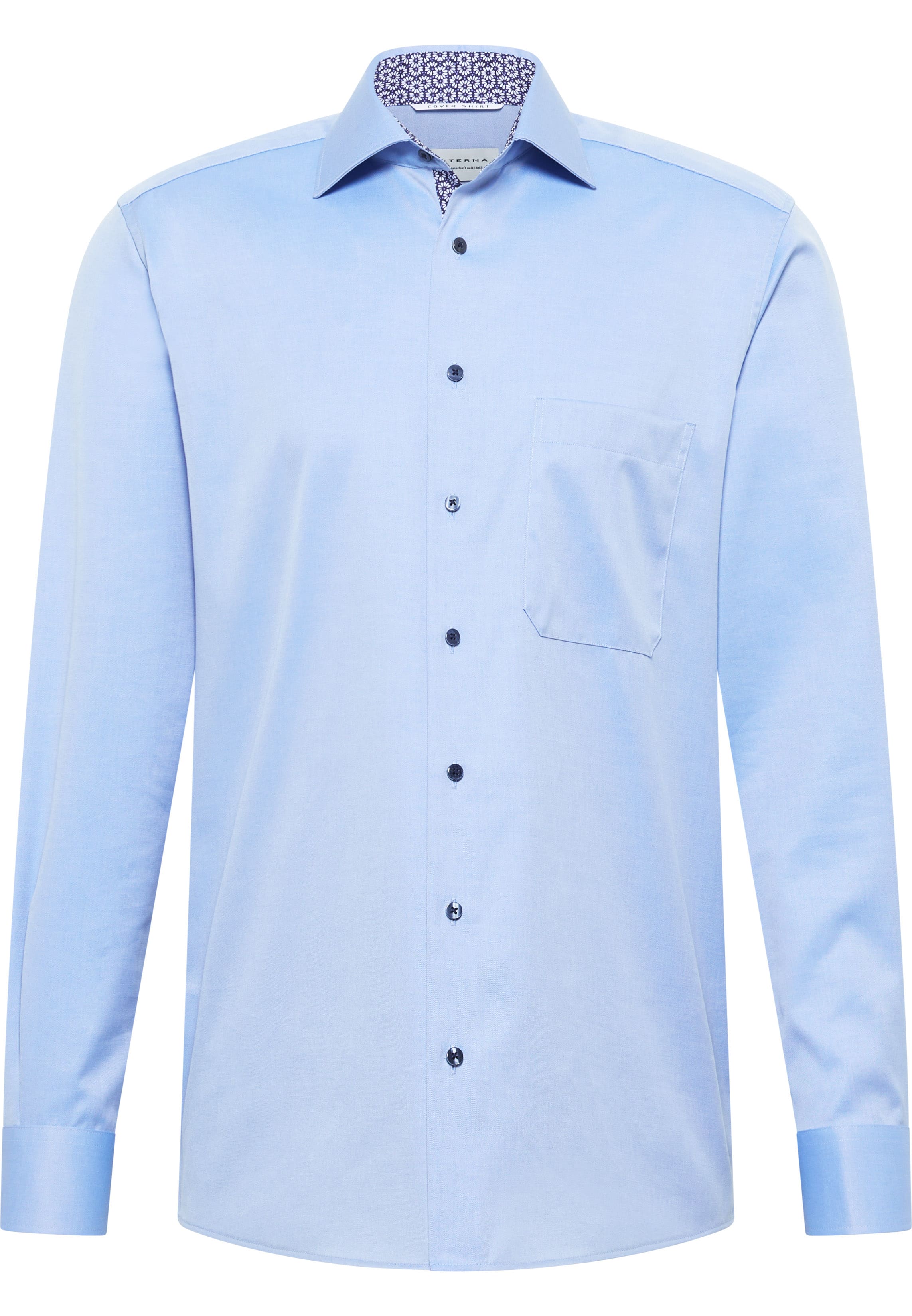 COMFORT FIT Cover Shirt in blau unifarben