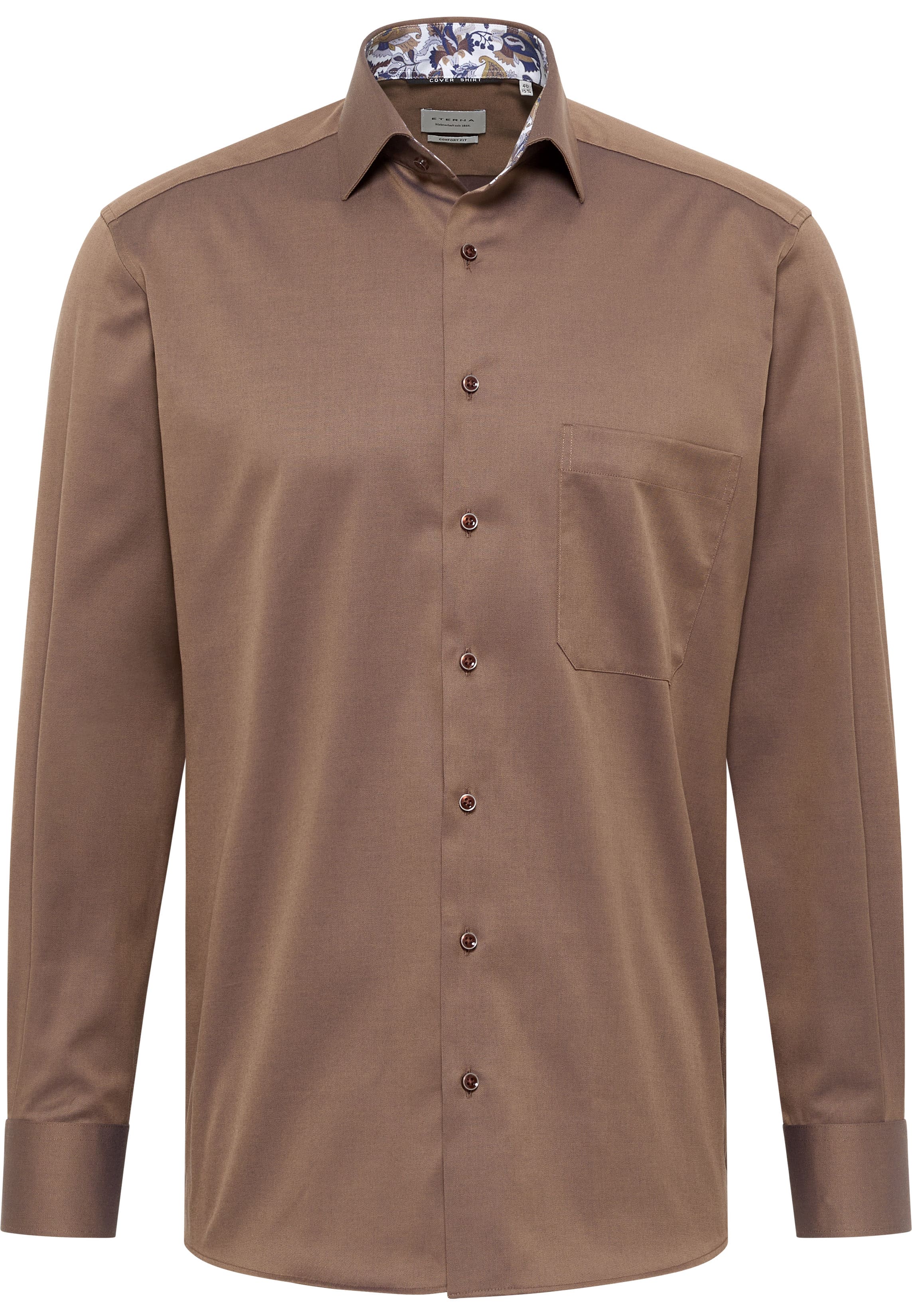 COMFORT FIT Cover Shirt in chestnut plain