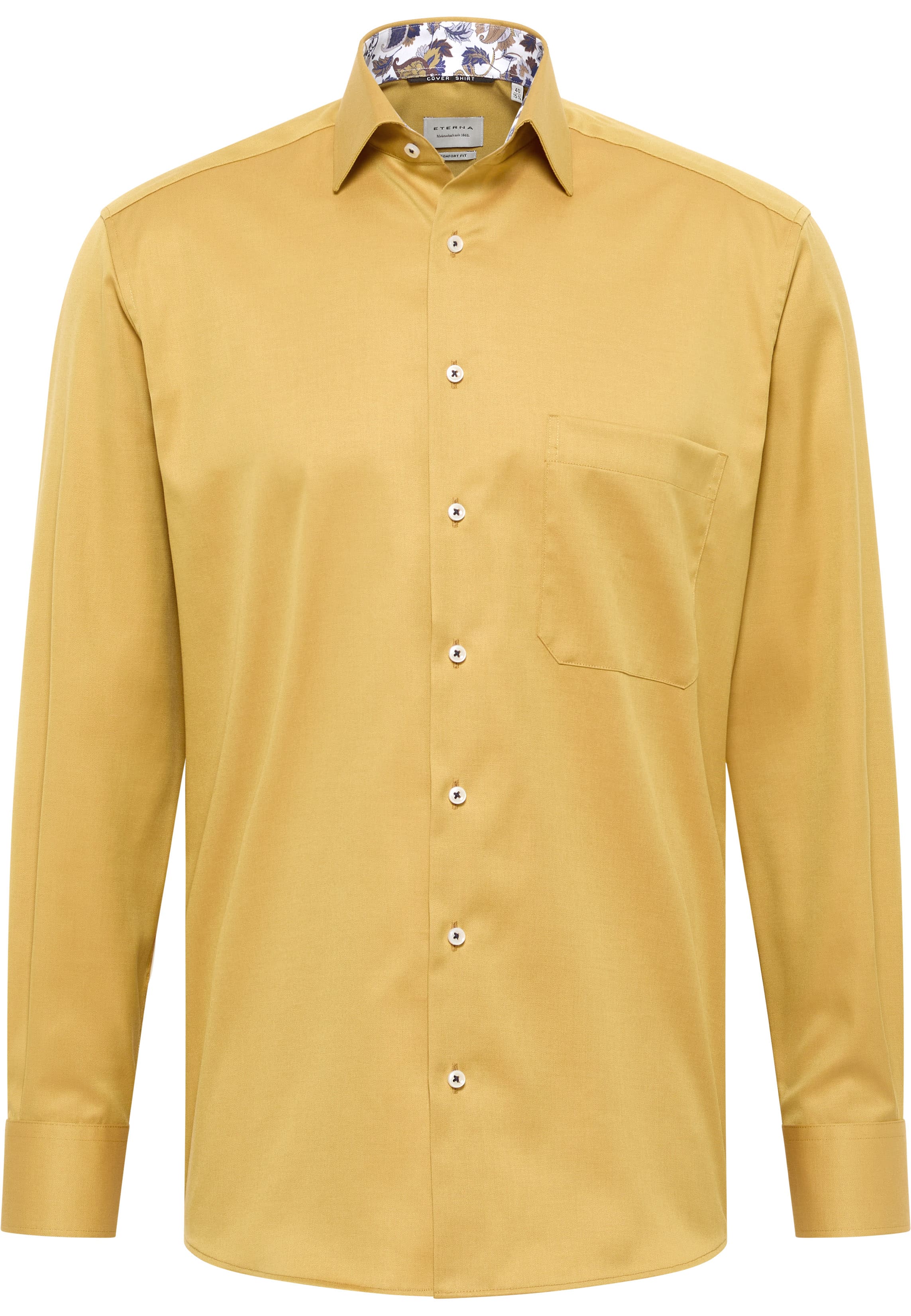 COMFORT FIT Cover Shirt in mustard yellow plain