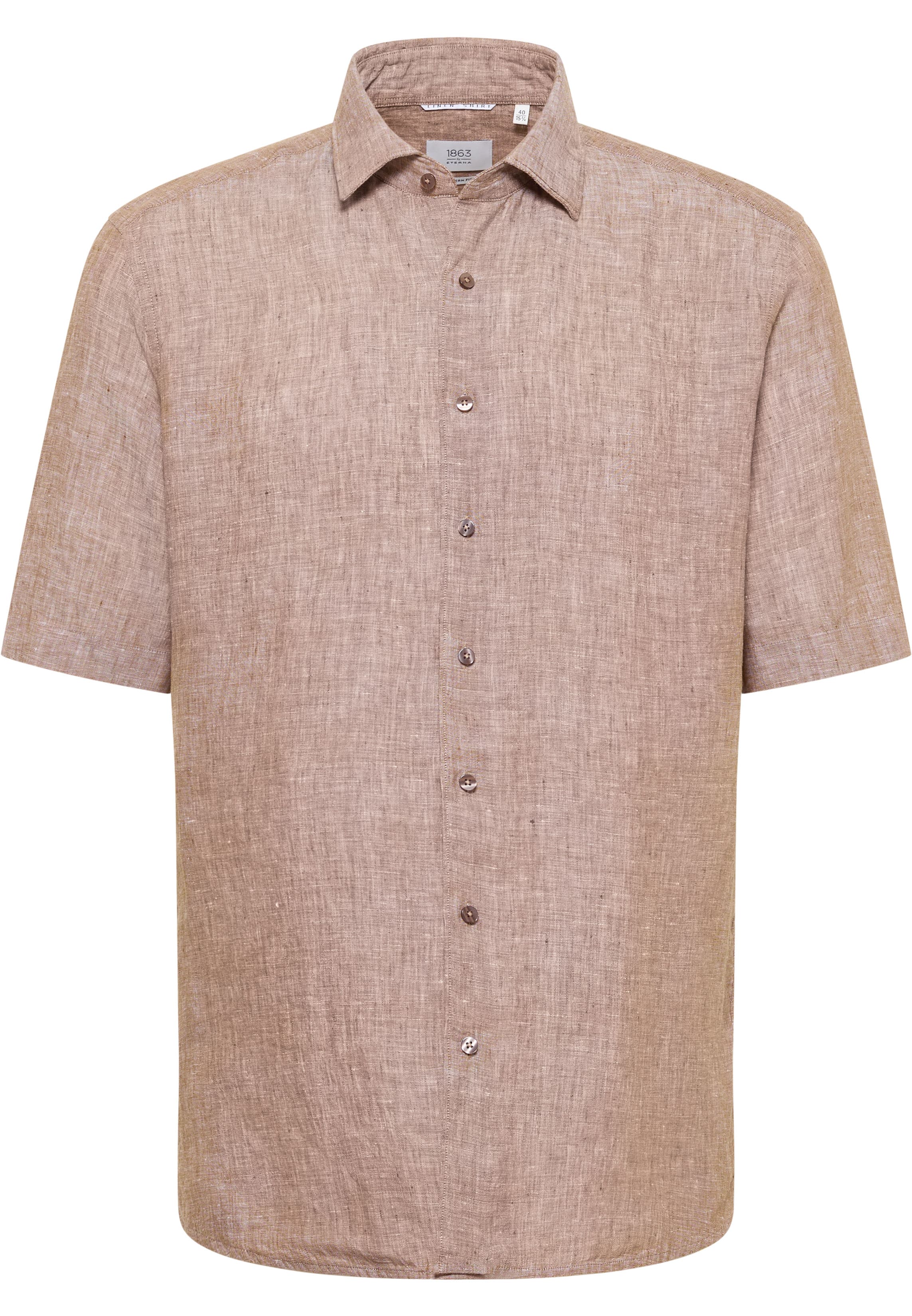 MODERN FIT Linen Shirt in caramell unifarben