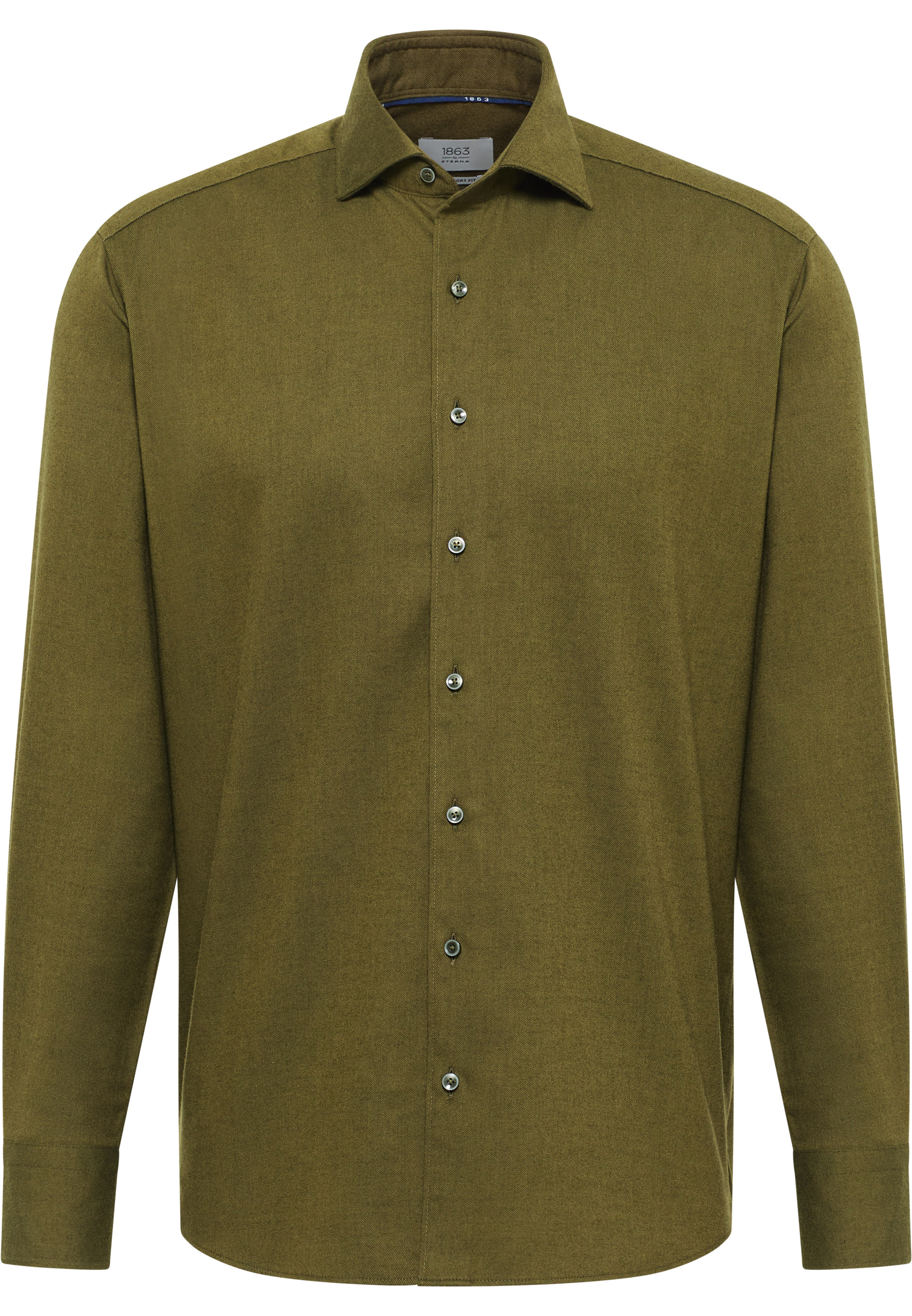 COMFORT FIT Hemd in khaki unifarben