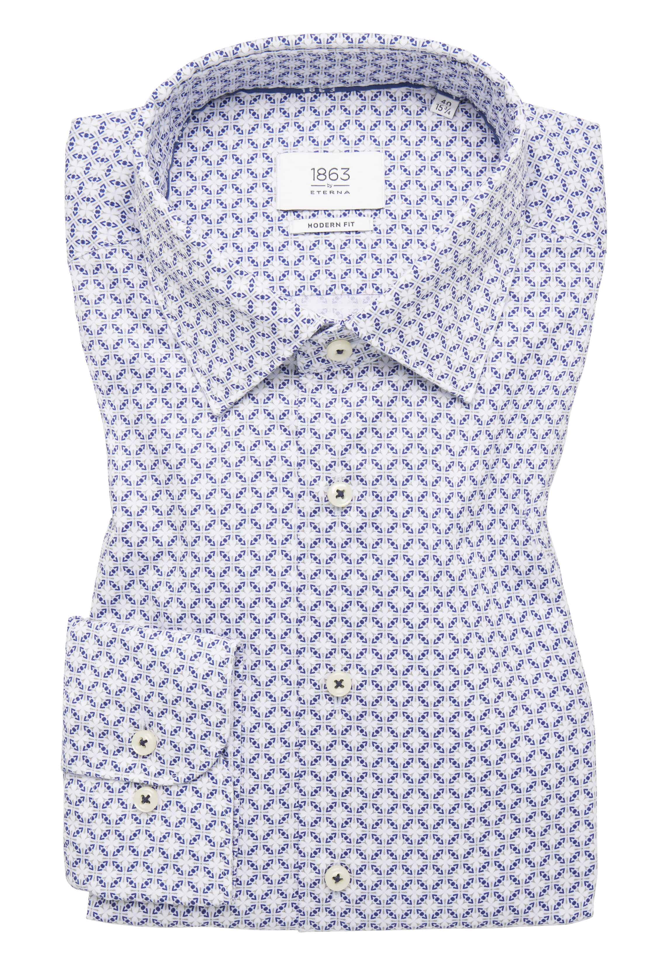 MODERN FIT Shirt in blue printed