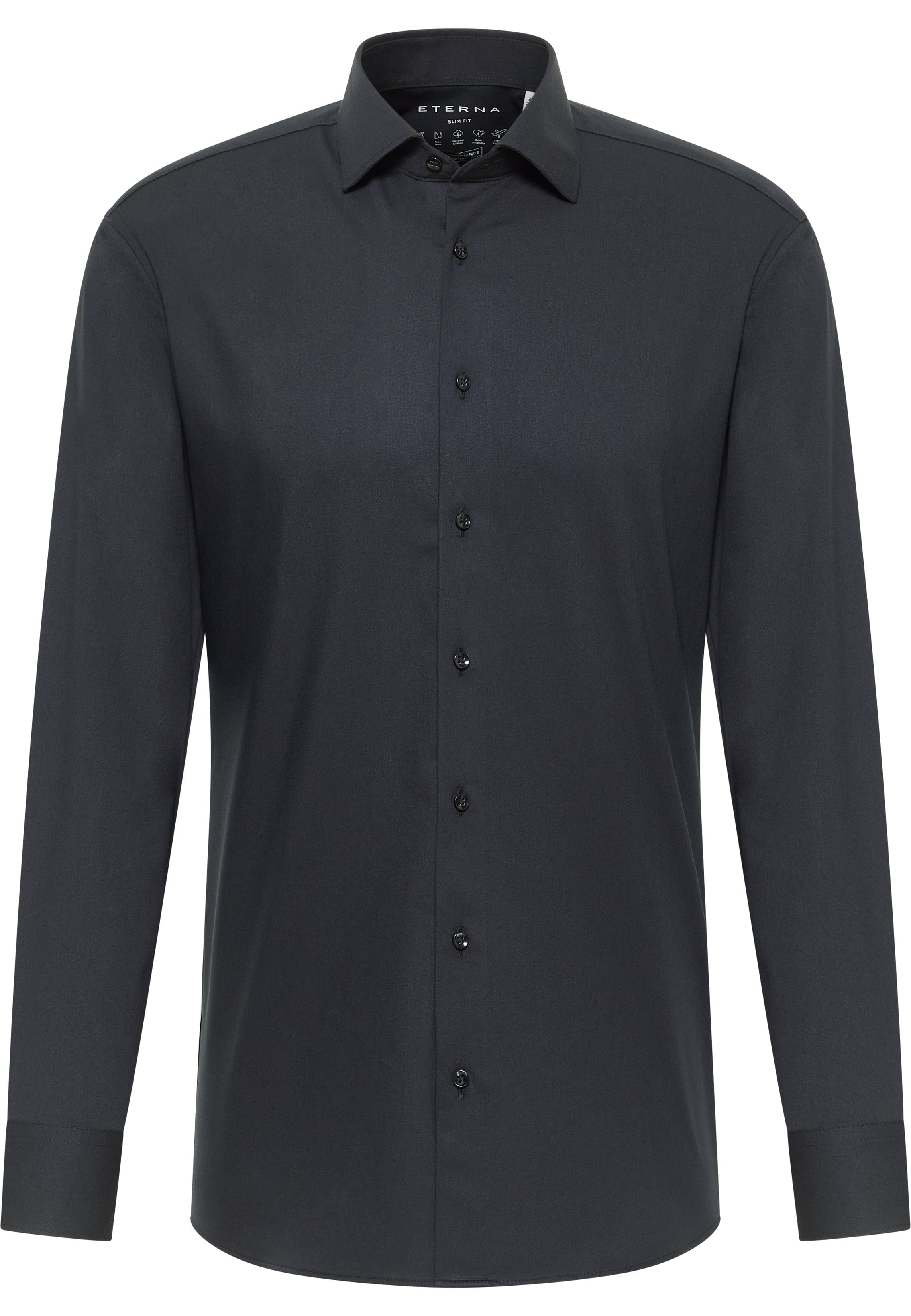 SLIM FIT Performance Shirt in black plain