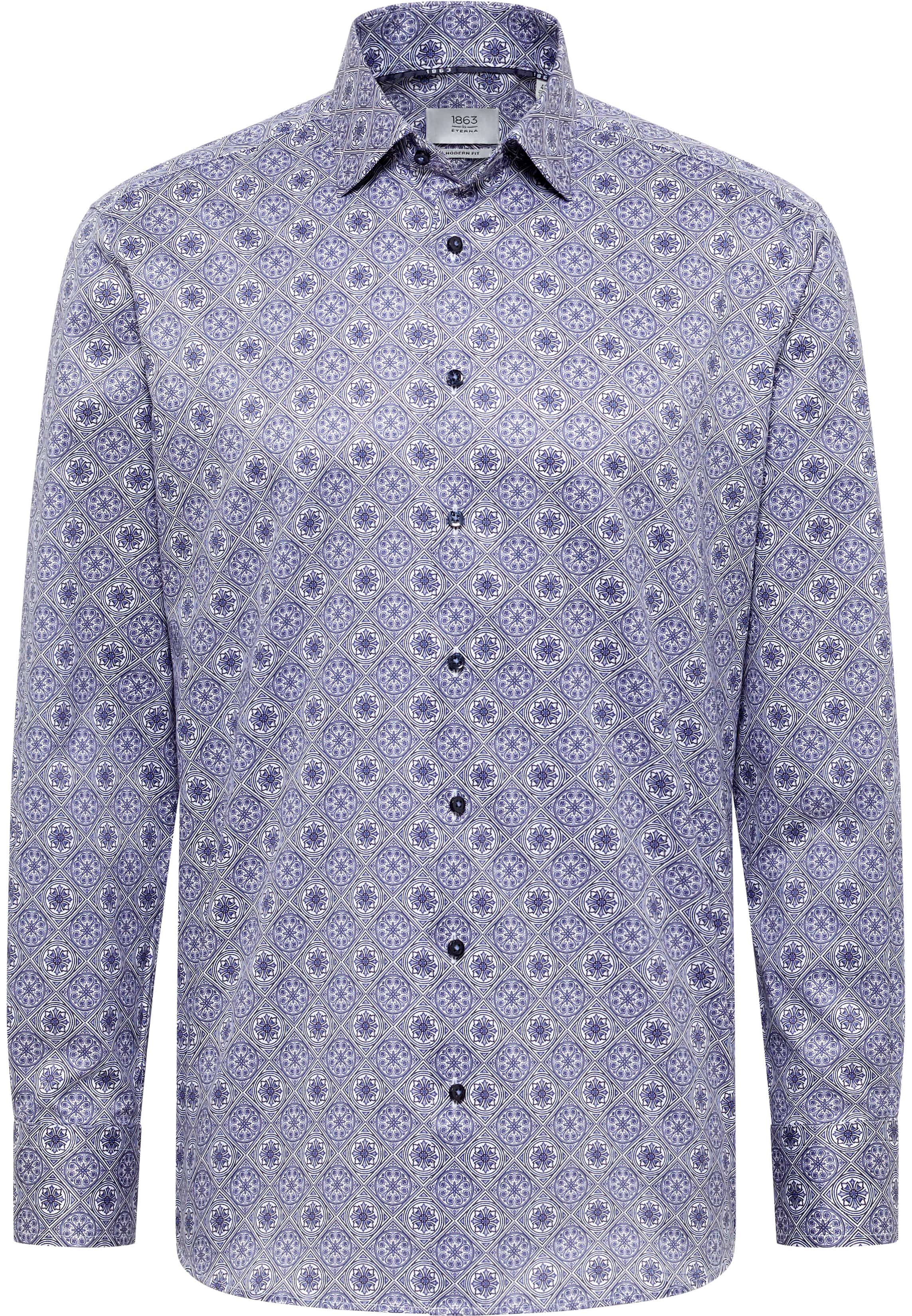 MODERN FIT Shirt in blue printed