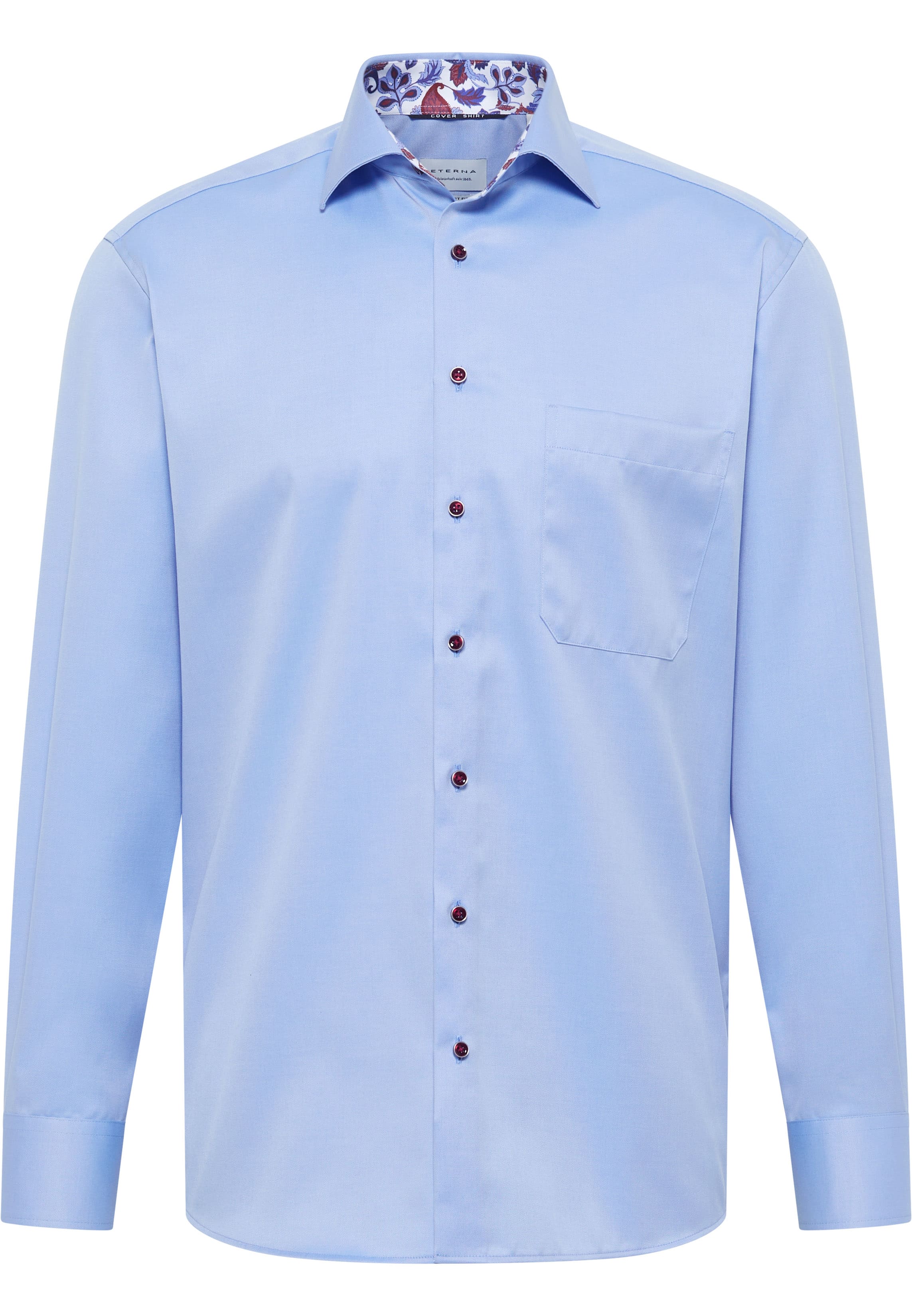 COMFORT FIT Cover Shirt in medium blue plain