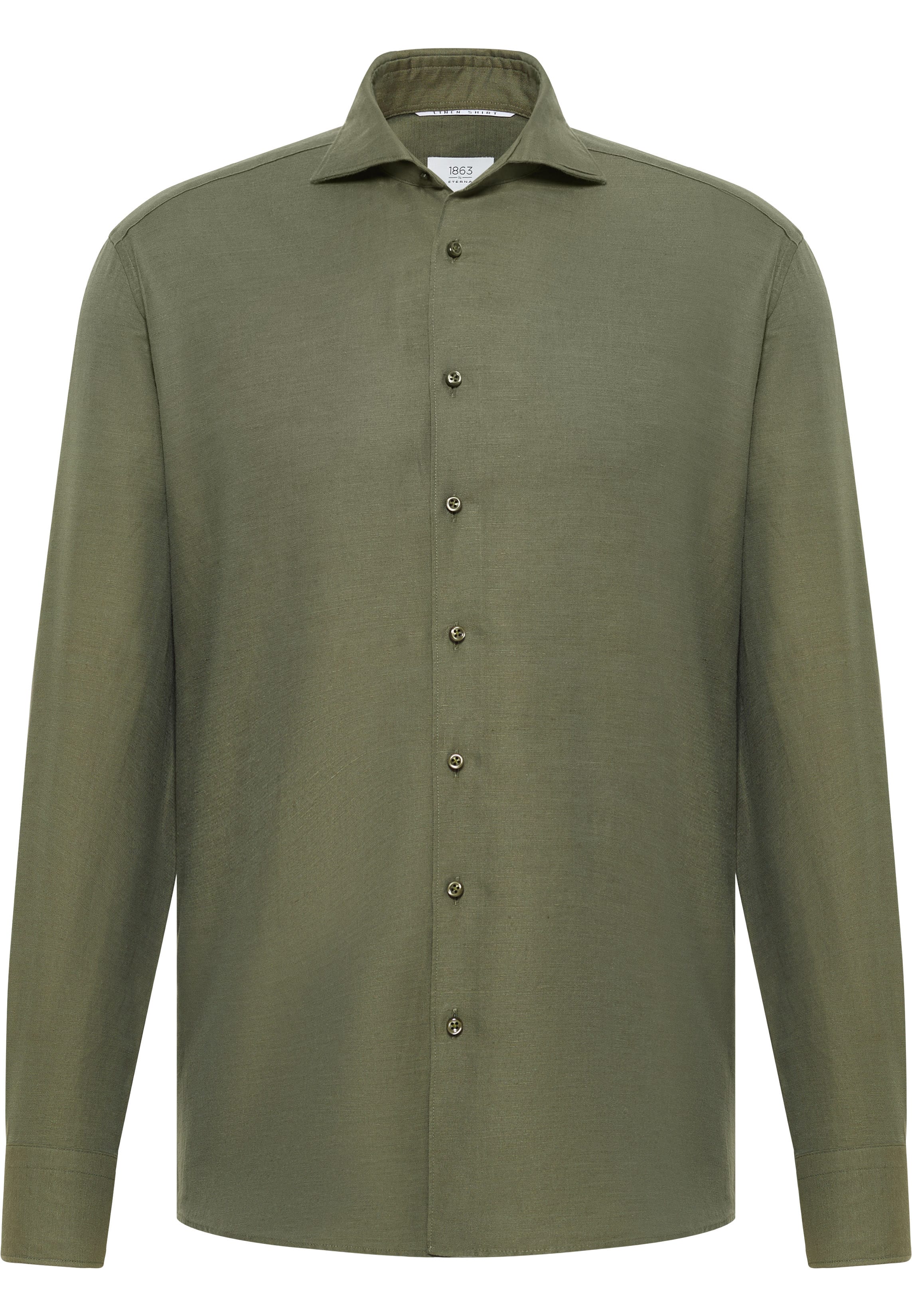 MODERN FIT Linen Shirt in kaki vlakte