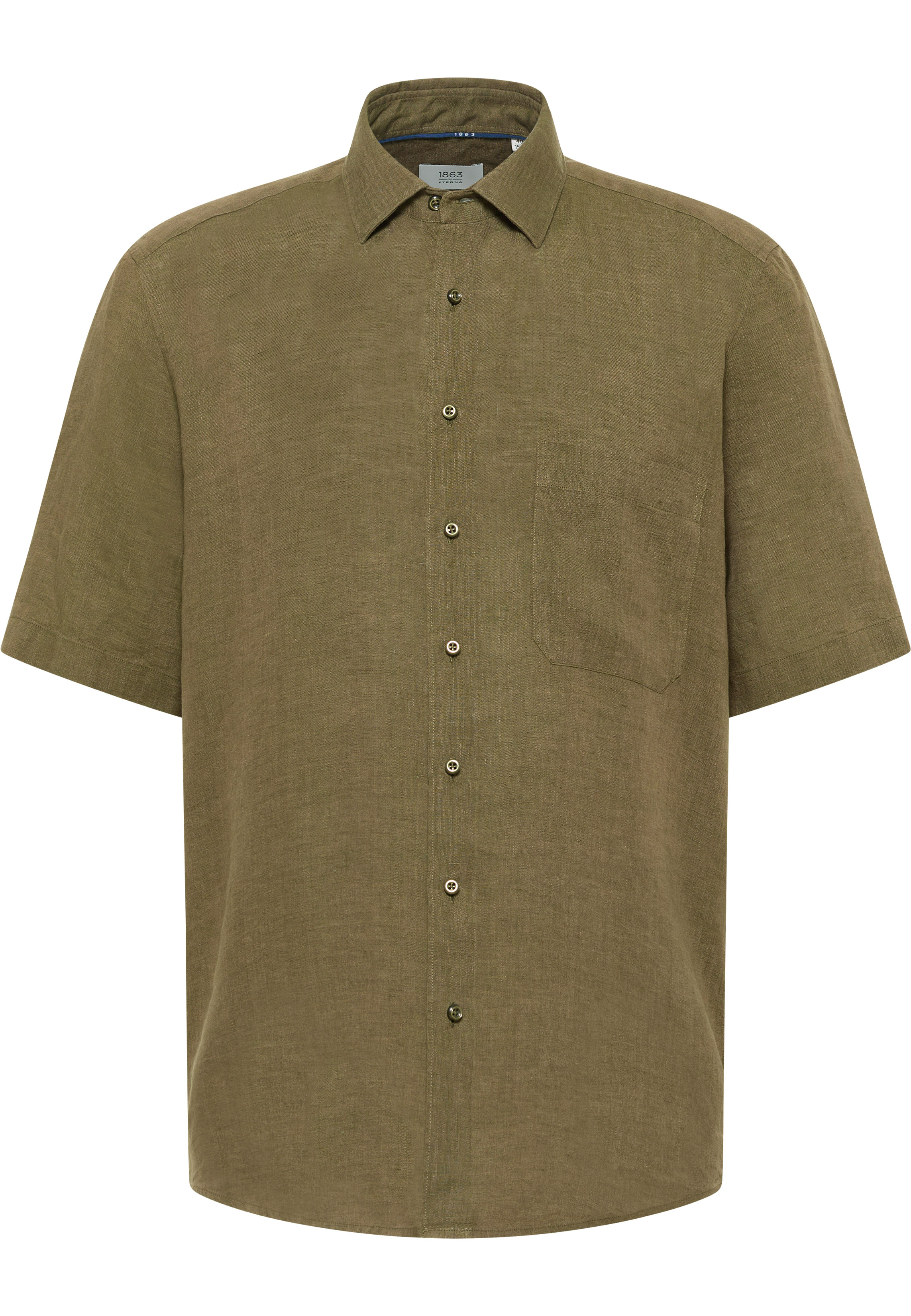COMFORT FIT Linen Shirt in grün unifarben
