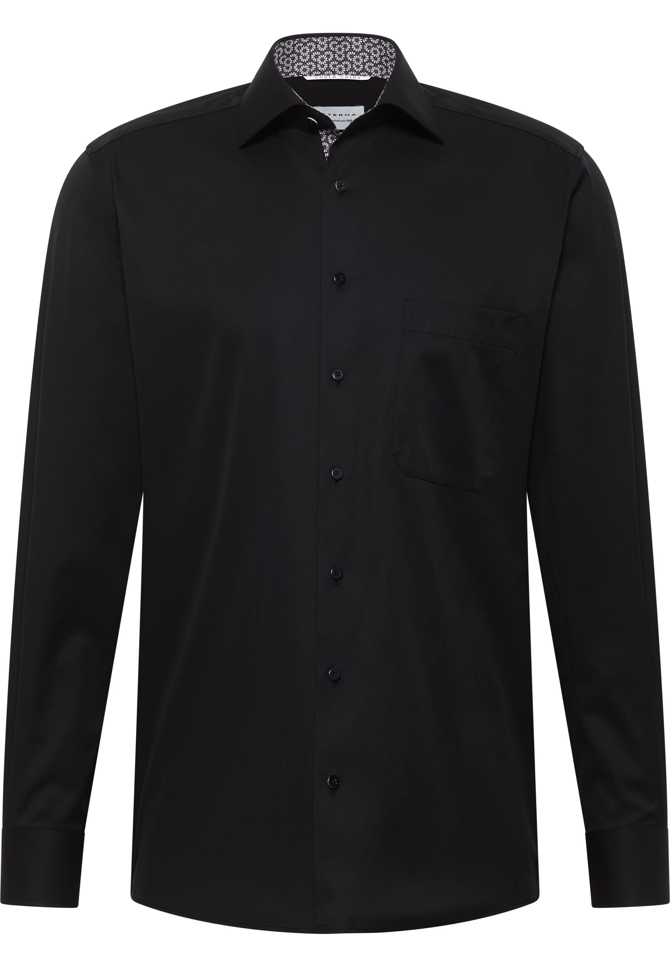 COMFORT FIT Cover Shirt in schwarz unifarben