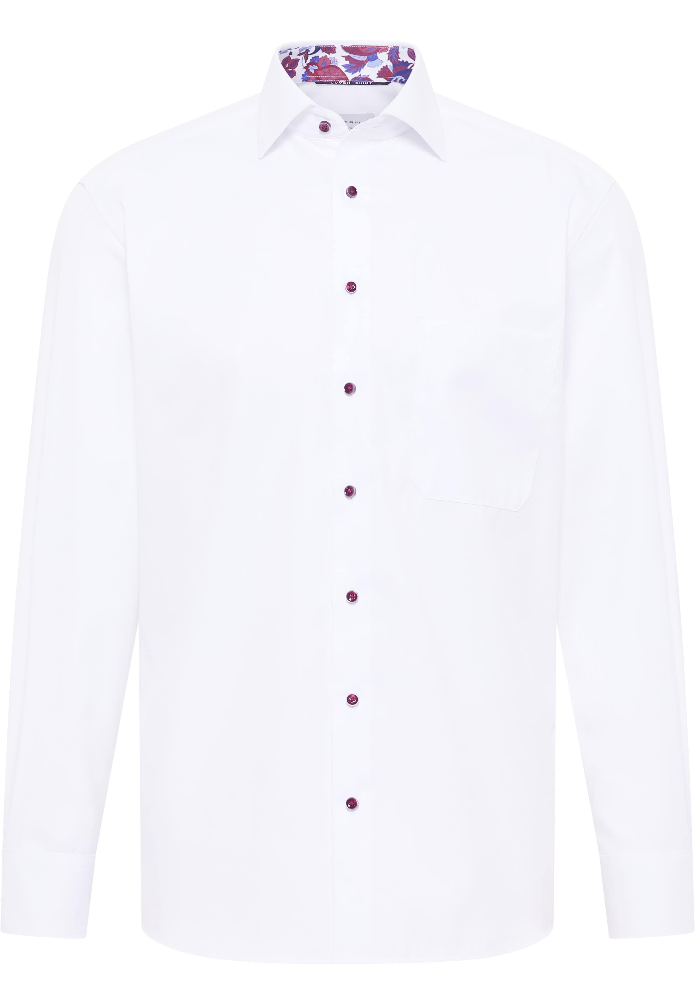 COMFORT FIT Cover Shirt in white plain