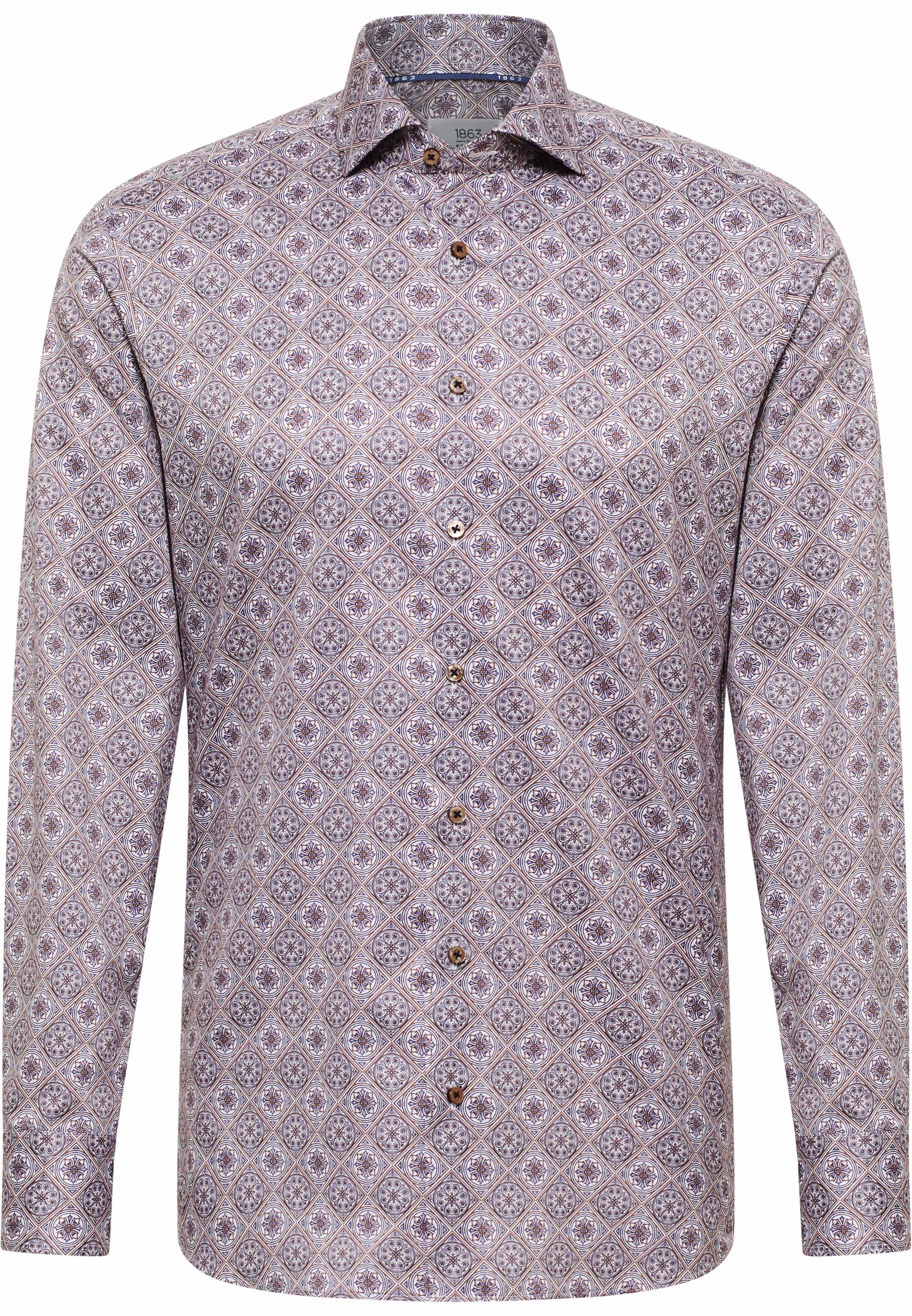 SLIM FIT Shirt in brown printed