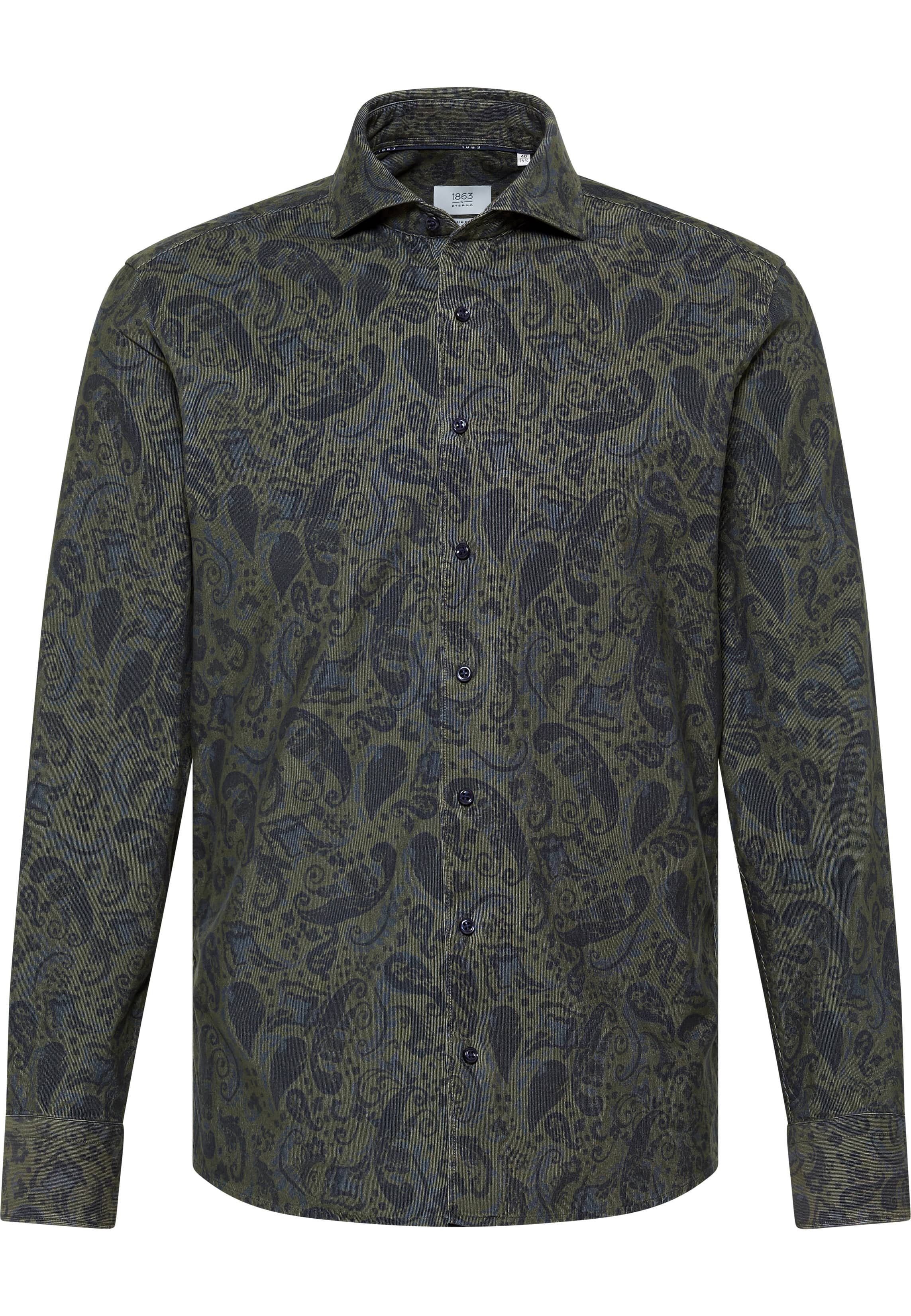 SLIM FIT Shirt in khaki printed