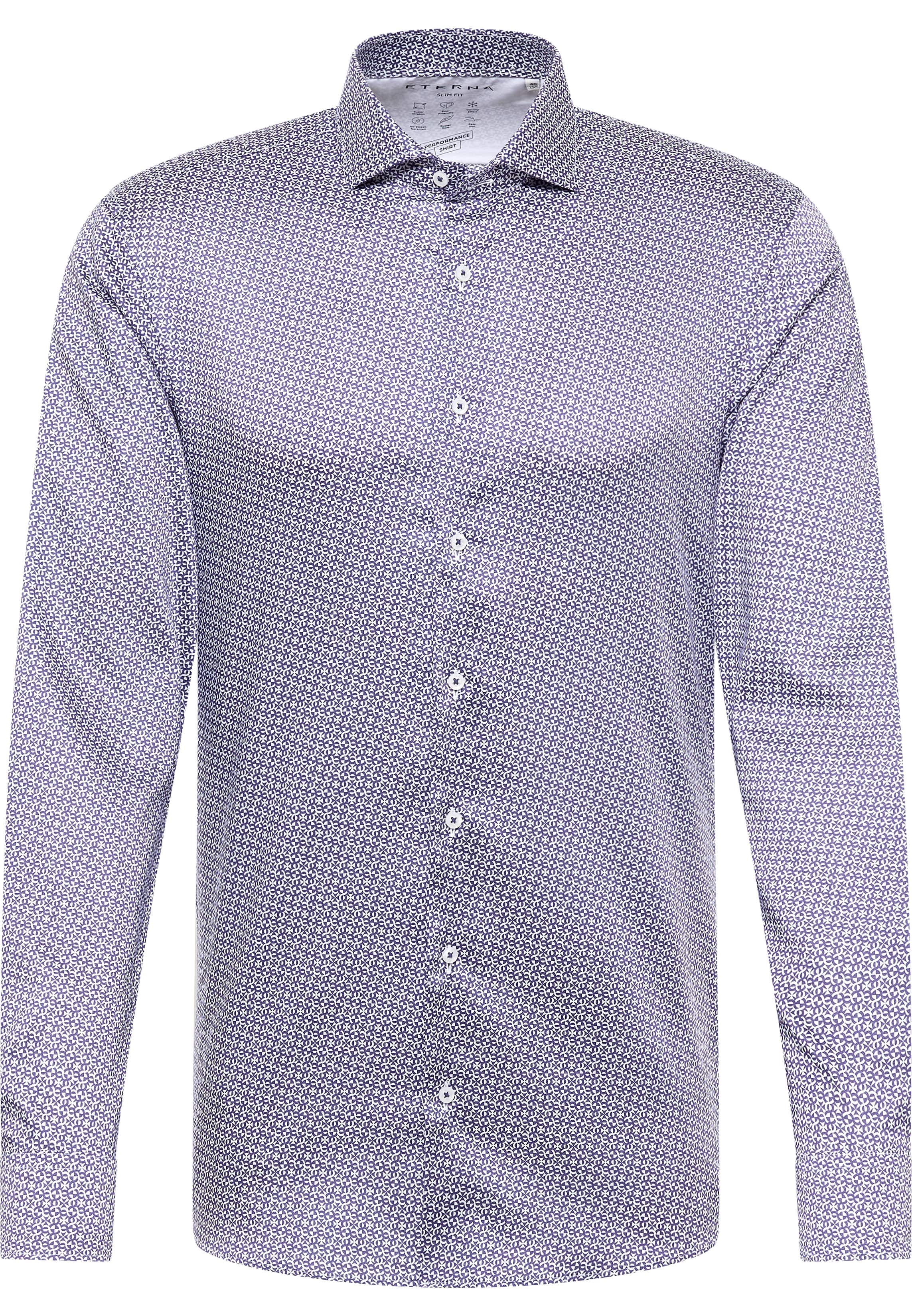 SLIM FIT Performance Shirt in donkerblauw gedrukt