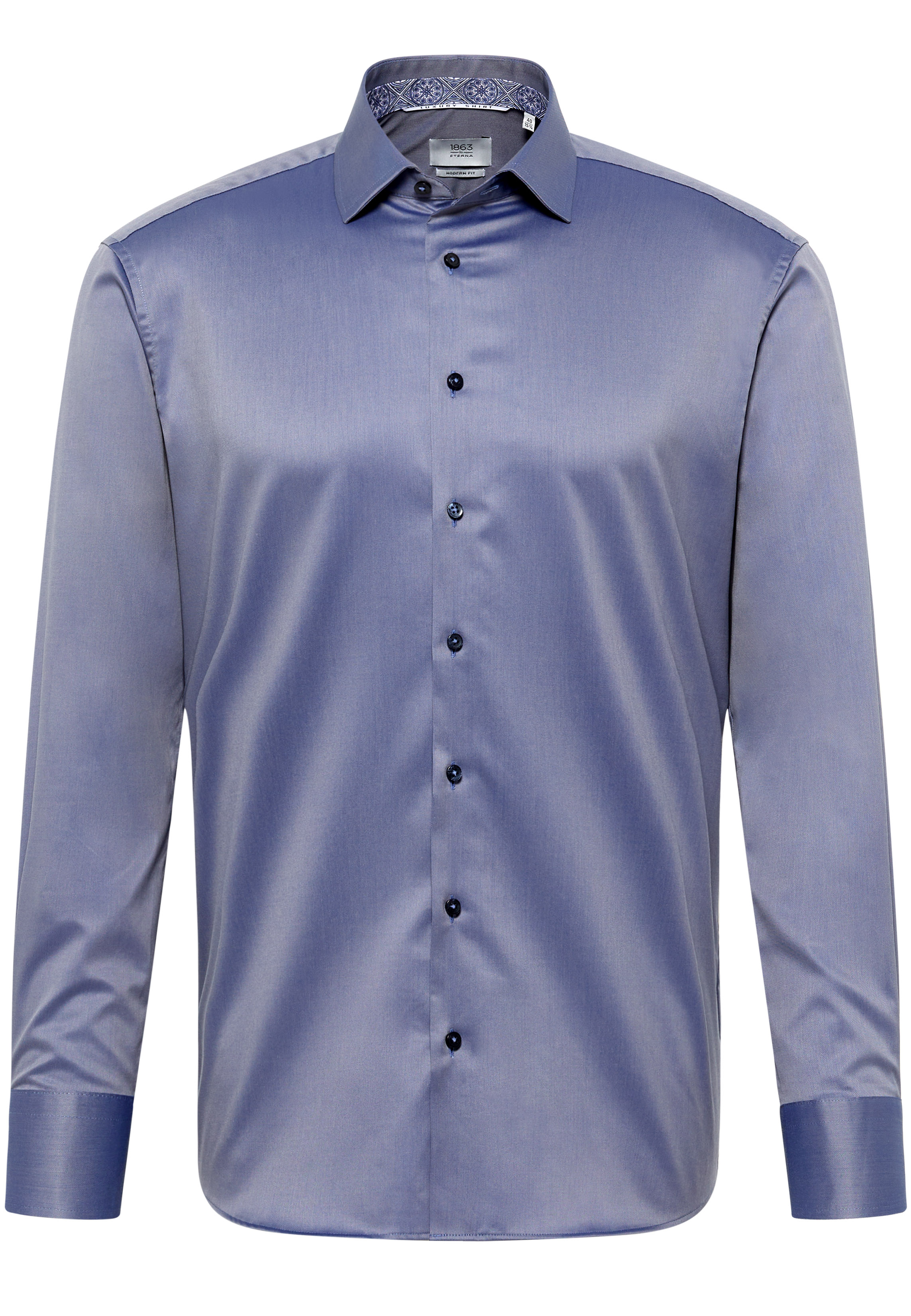 MODERN FIT Luxury Shirt in staalgrijs vlakte