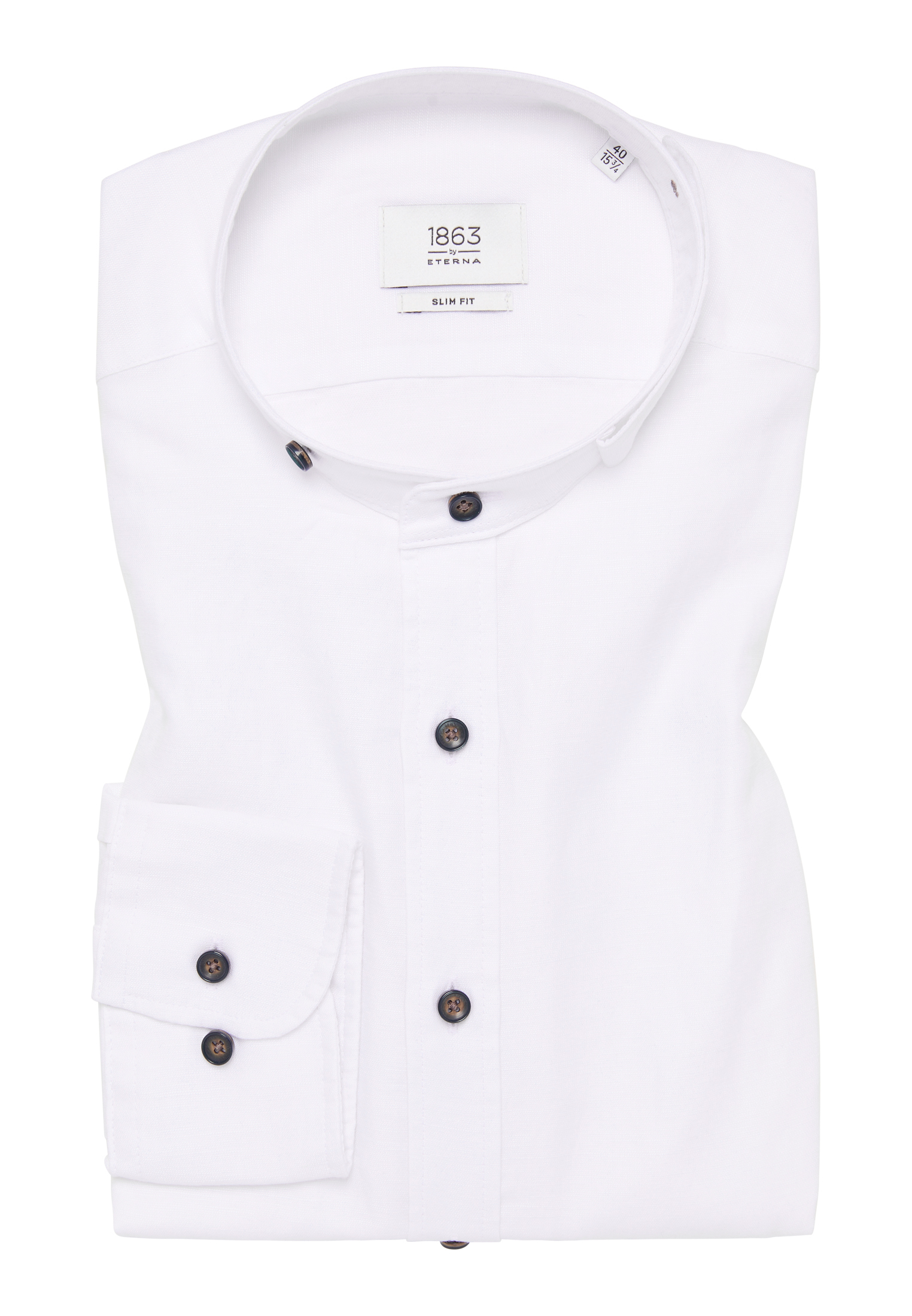 SLIM FIT Linen Shirt | 1SH12593-00-01-40-1/1 weiß Langarm unifarben | 40 in weiß | 