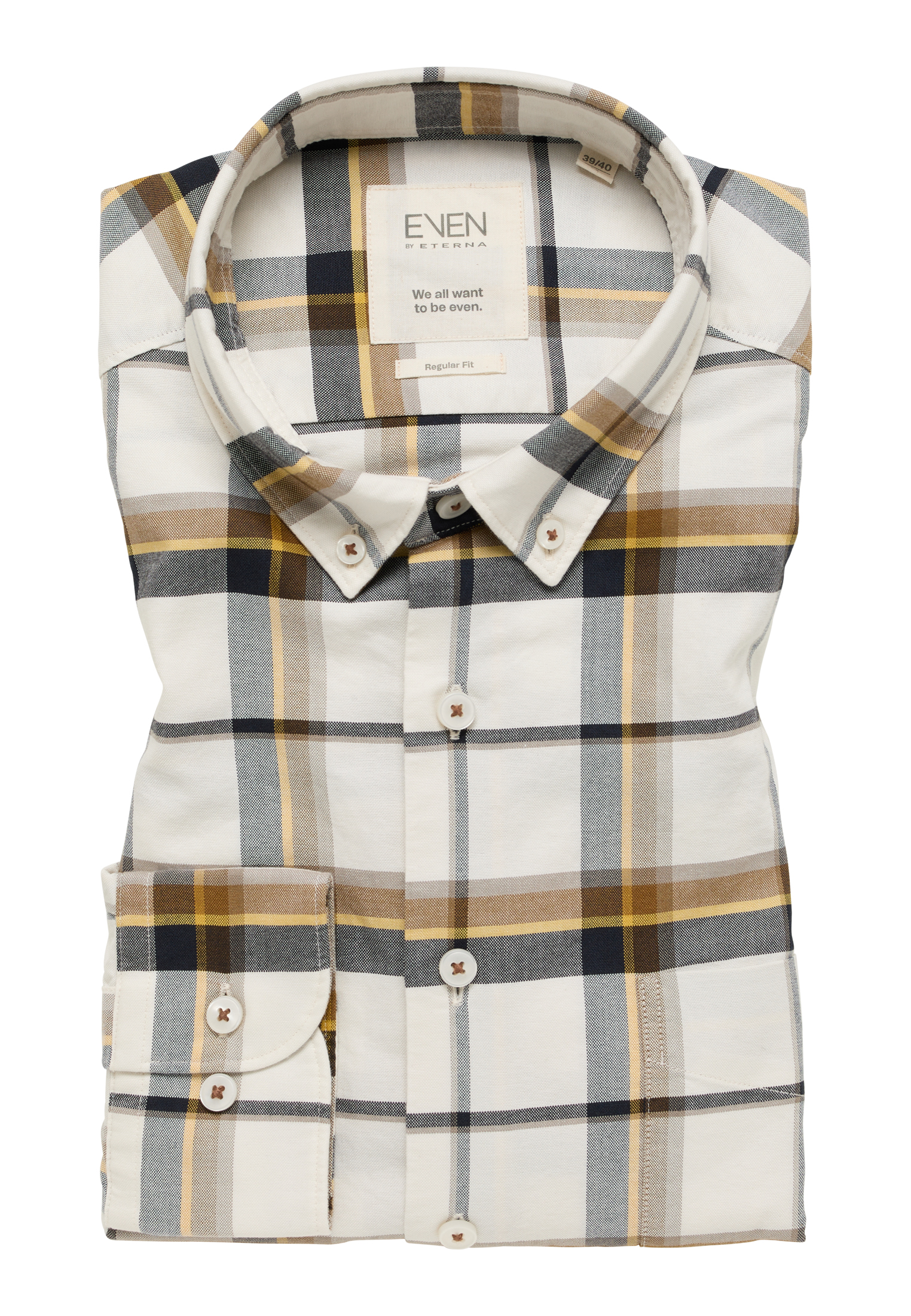 sleeve XL | MODERN | in Shirt | checkered beige | long FIT beige 1SH11420-02-01-XL-1/1