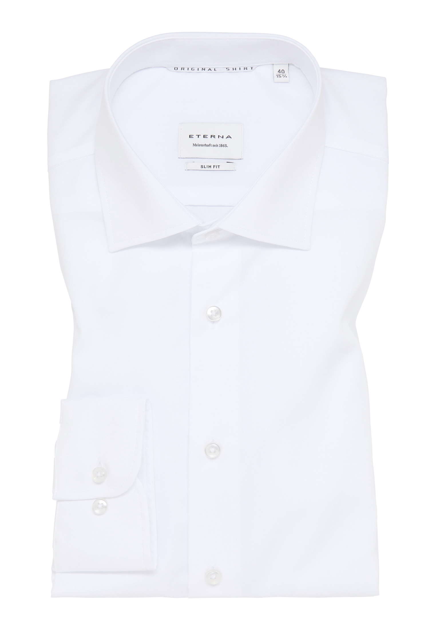 SLIM FIT Original Langarm weiß 40 weiß | Shirt | in | unifarben 1SH12598-00-01-40-1/1 