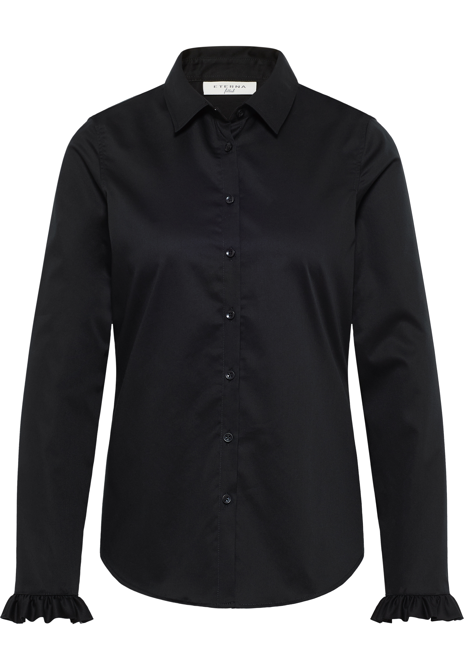 Satin Shirt Bluse in schwarz | 2BL04181-03-91-40-1/1 Langarm | | schwarz 40 unifarben 
